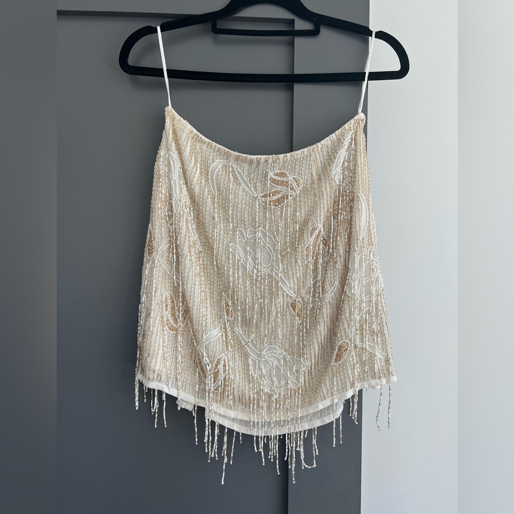 ASOS Cream Skirt & Top Set with Gold Beading